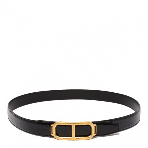 Black Printed Leather Stadium T Belt