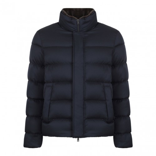 Navy Blue Quilted Puffer Jacket