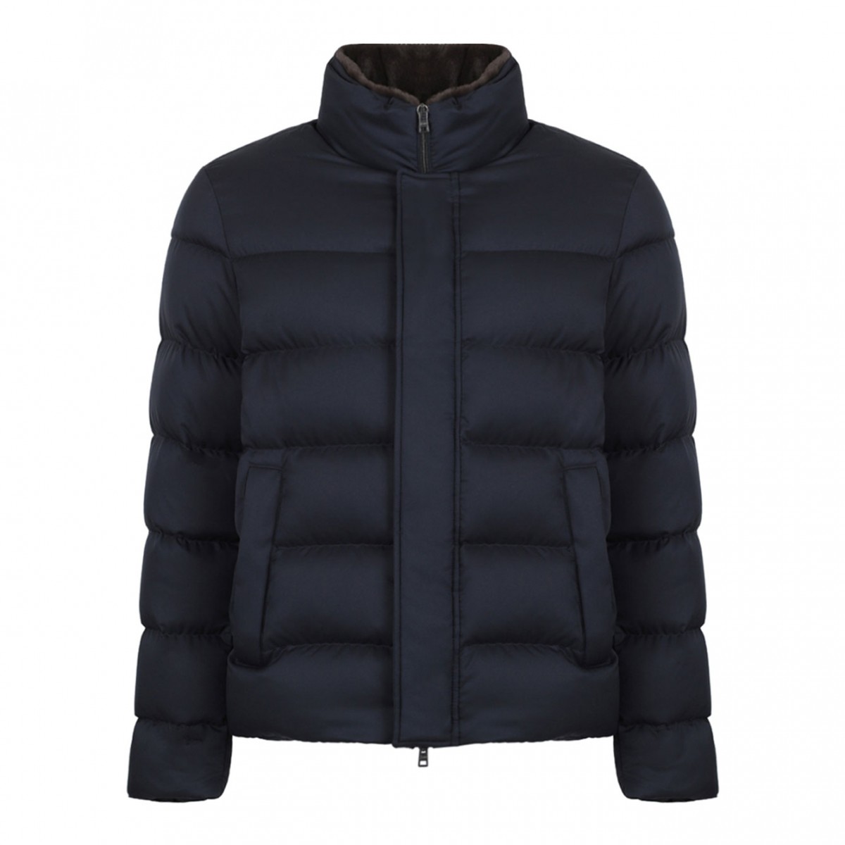 Navy Blue Quilted Puffer Jacket