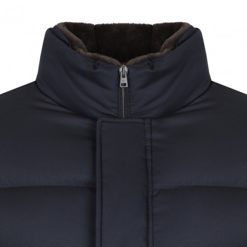Navy Blue Quilted Puffer Jacket