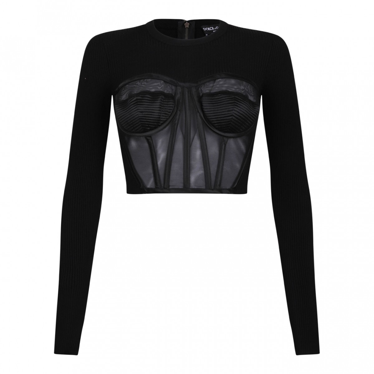 Black Fine-Rib Bustier Jumper