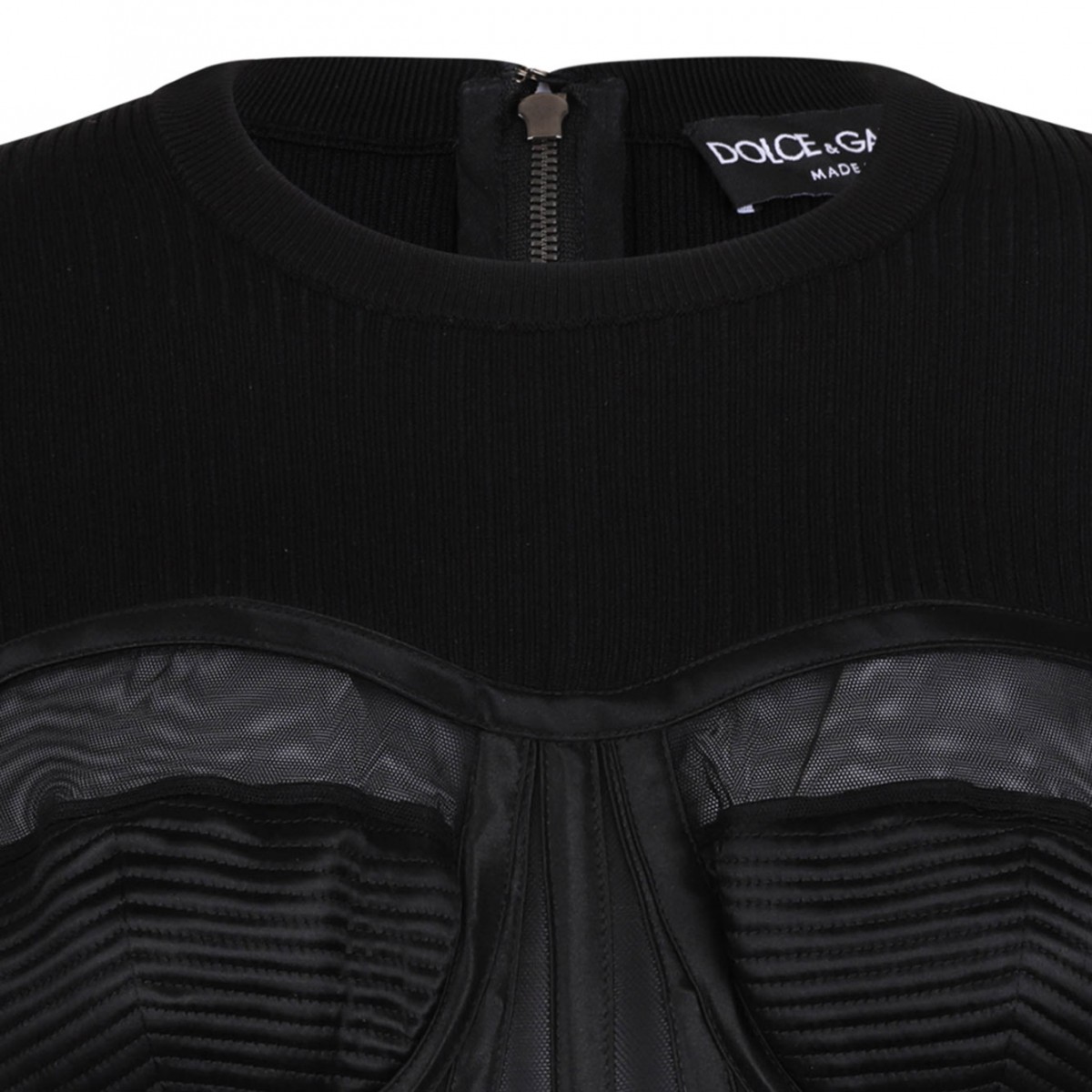 Black Fine-Rib Bustier Jumper