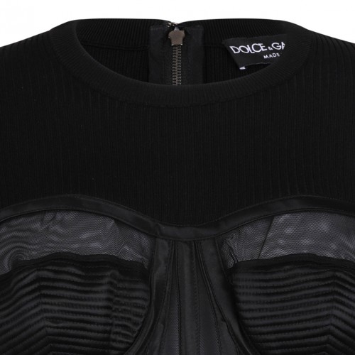 Black Fine-Rib Bustier Jumper