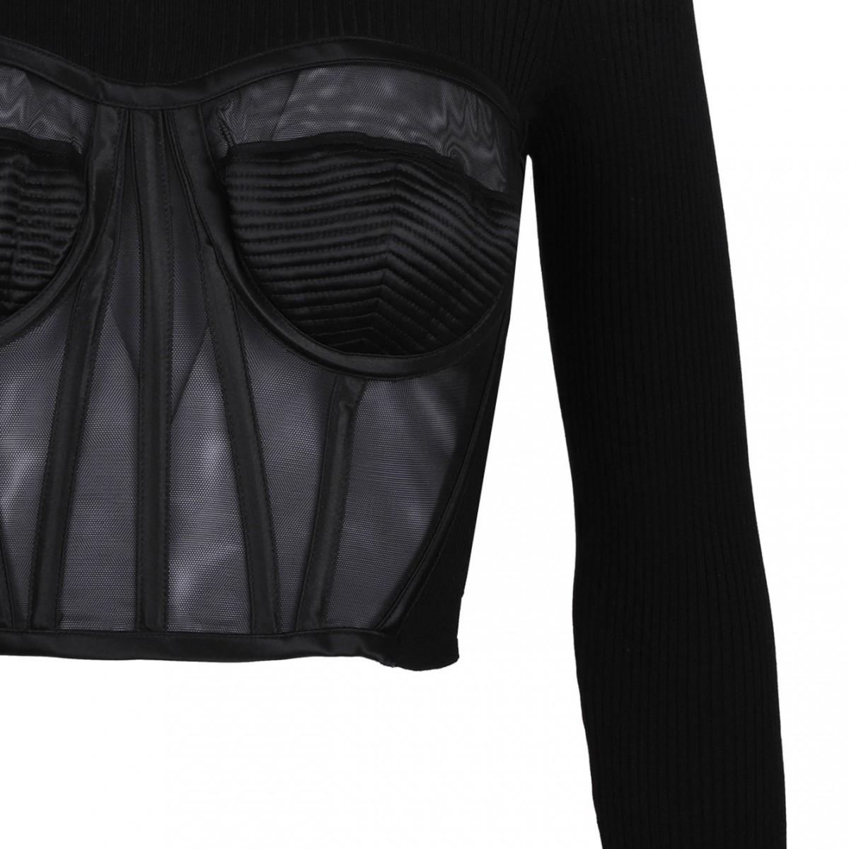 Black Fine-Rib Bustier Jumper