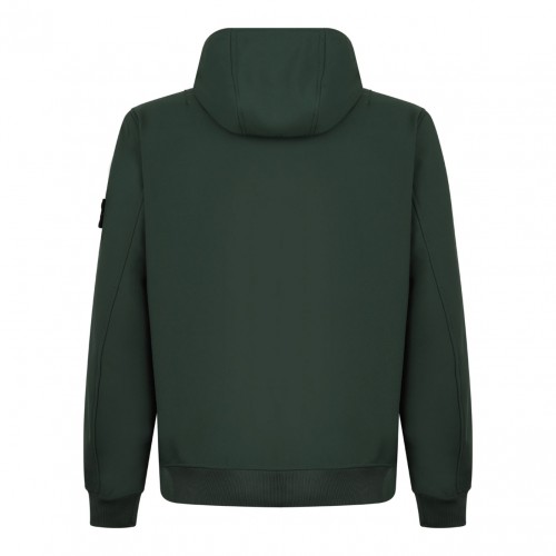 Dark Green Compass-Applique Hooded Zip-Front Jacket 2