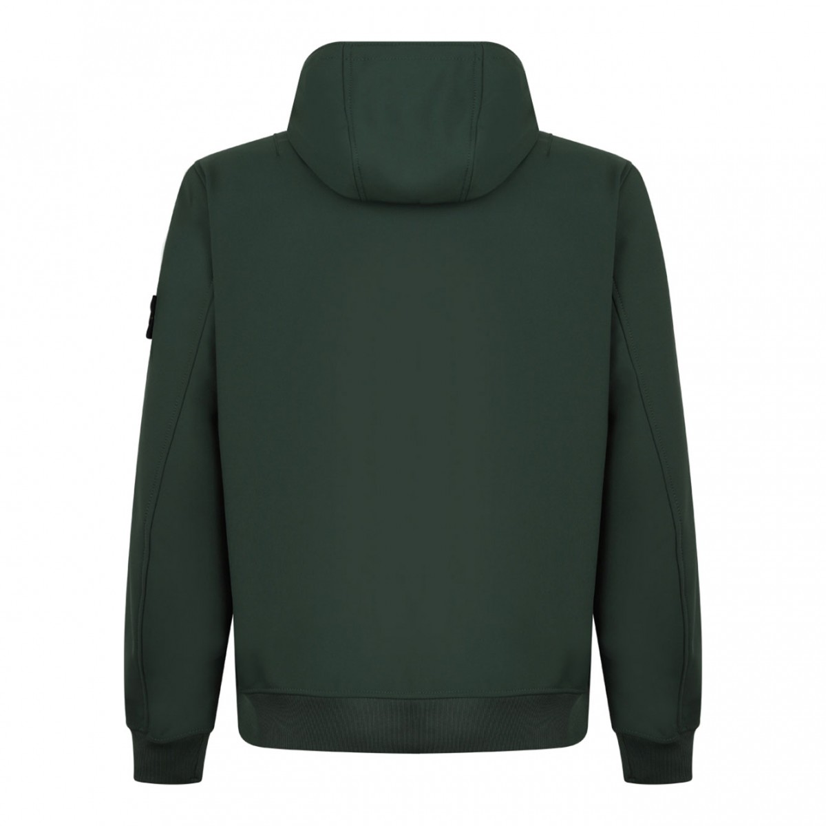 Dark Green Compass-Applique Hooded Zip-Front Jacket