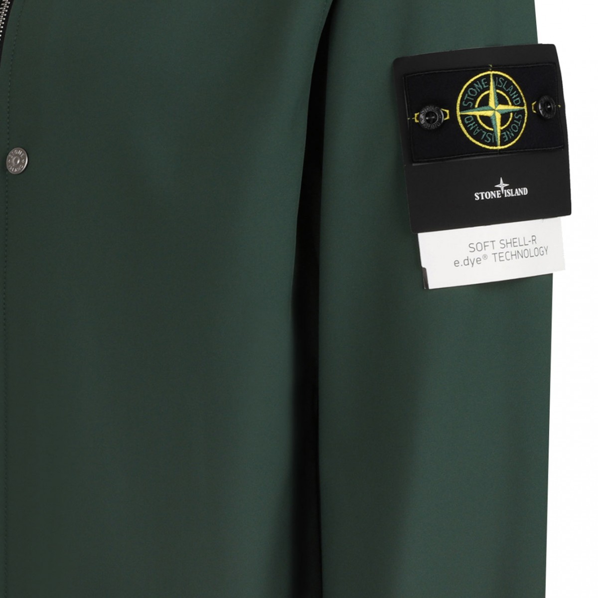 Dark Green Compass-Applique Hooded Zip-Front Jacket