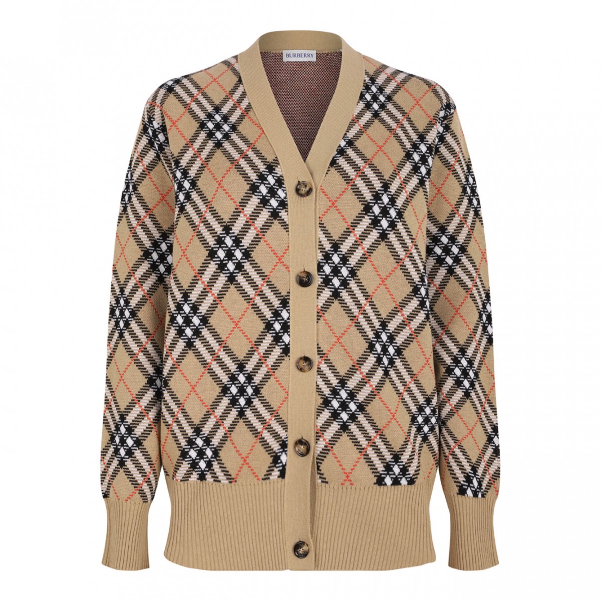 Cardigan In Wool and Mohair Blend Check