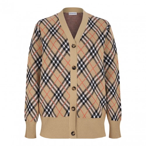 Cardigan In Wool and Mohair Blend Check