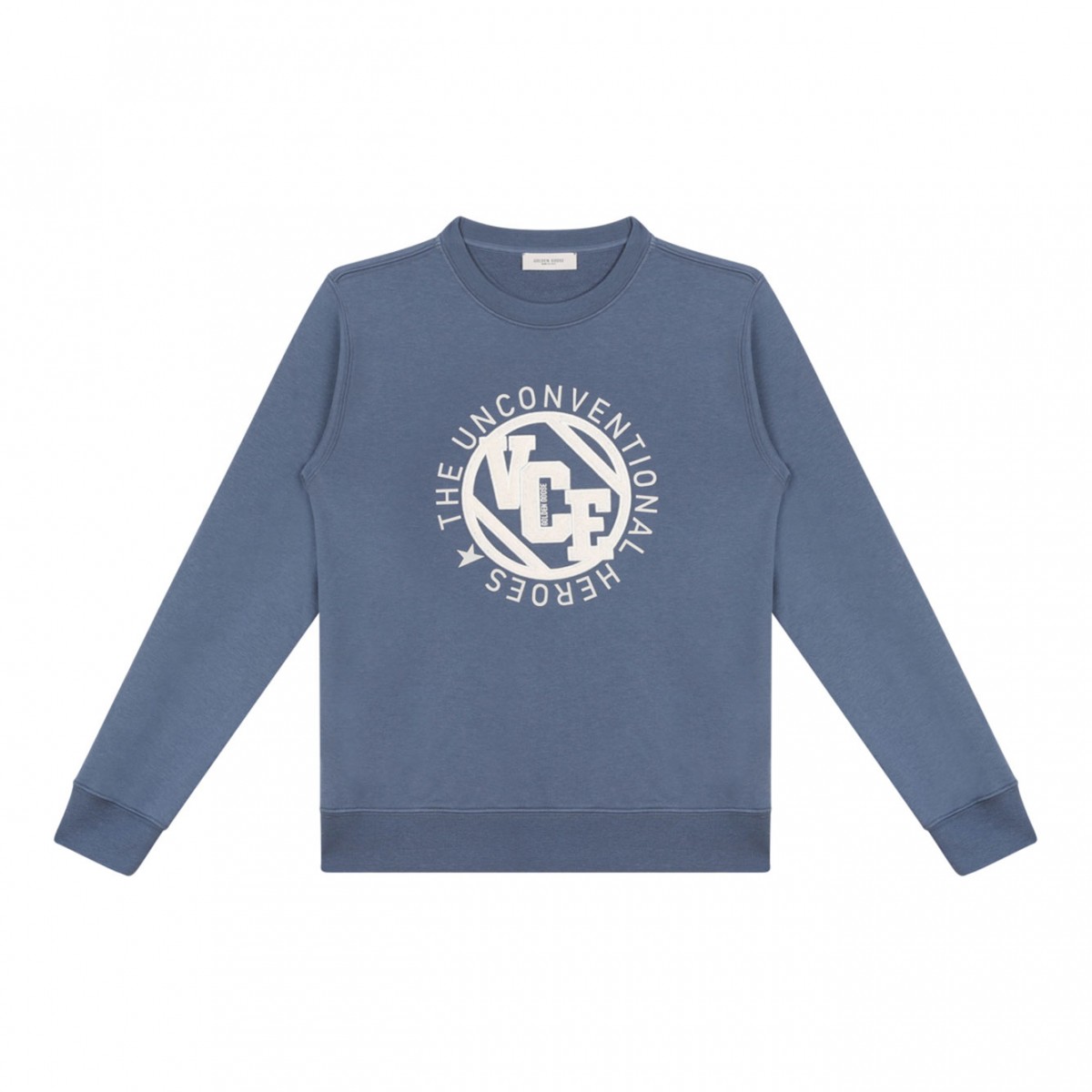 Blue Sweatshirt With Embossed Patches