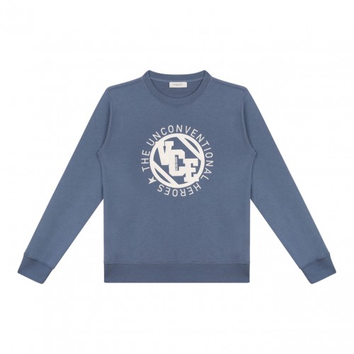 Blue Sweatshirt With Embossed Patches