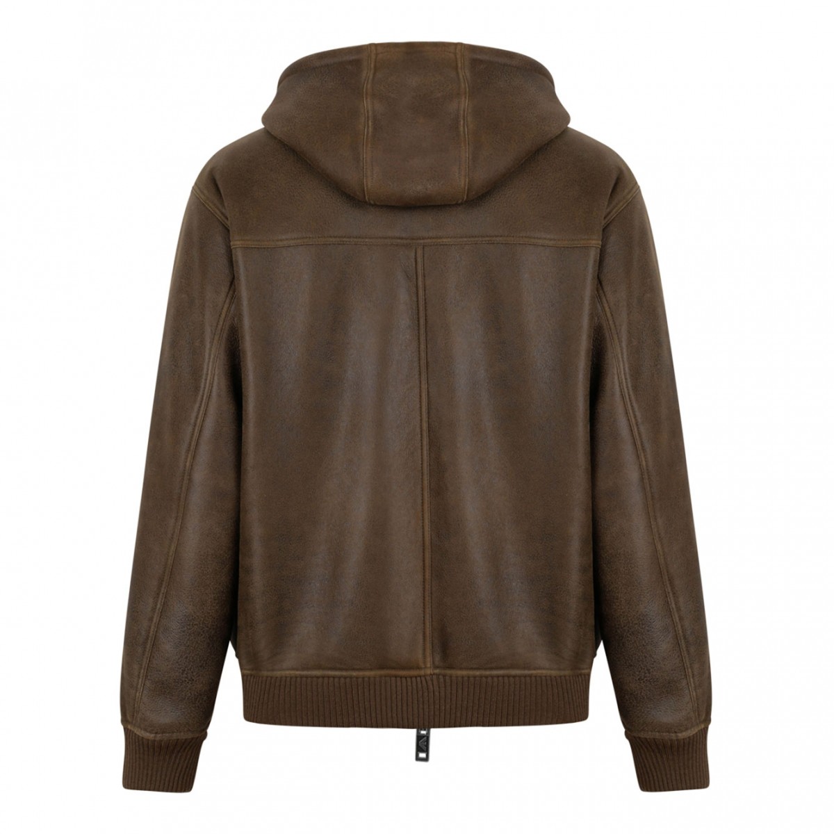 Brown Hooded Shearling Jacket