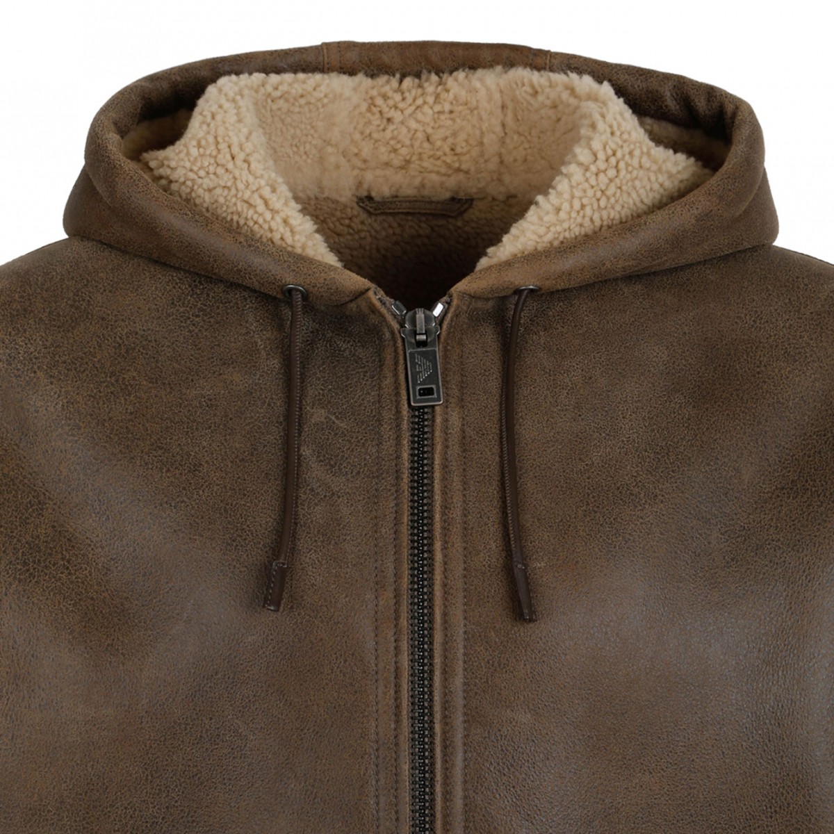 Brown Hooded Shearling Jacket