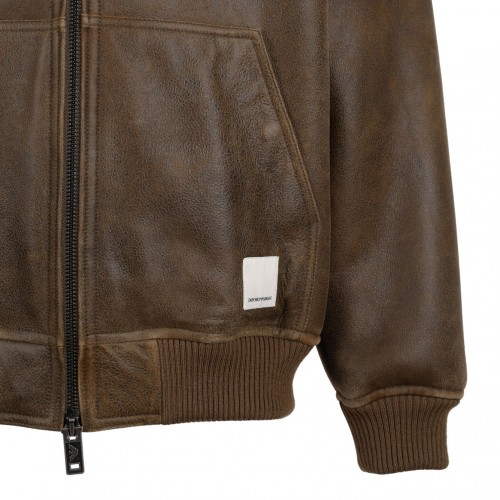 Brown Hooded Shearling Jacket