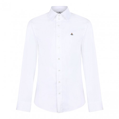 White Logo Embroidered Shirt