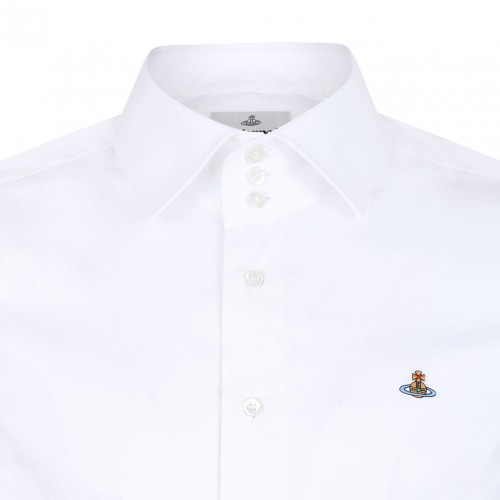 White Logo Embroidered Shirt
