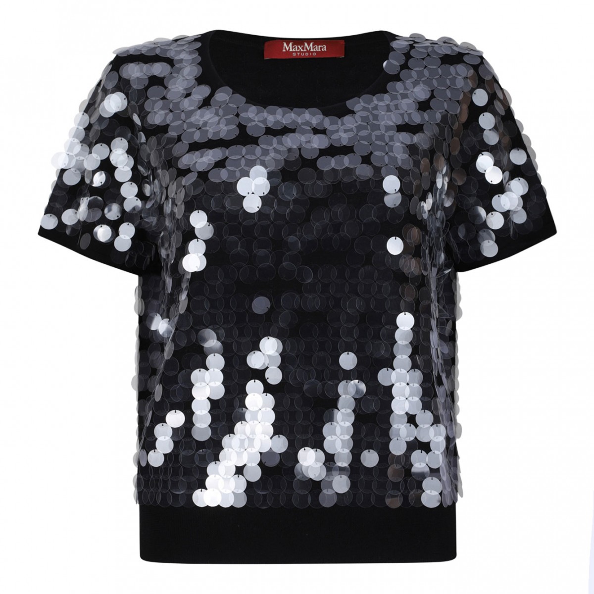 Black Sequinned Wool Sweater