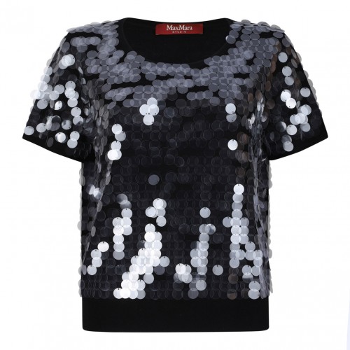 Black Sequinned Wool Sweater