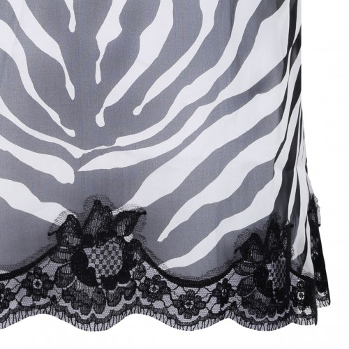Black Top In Zebra-Print Stretch Silk Chiffon