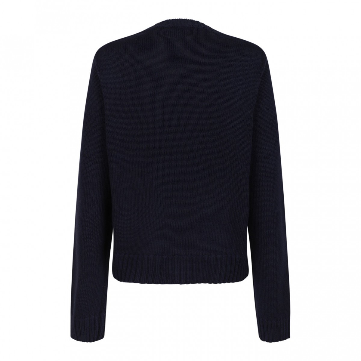Navy Blue Graphic-Print Cotton Jumper