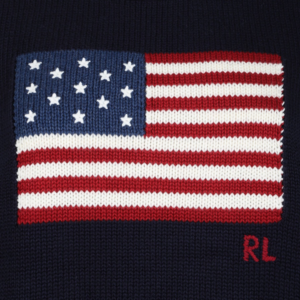 Navy Blue Graphic-Print Cotton Jumper