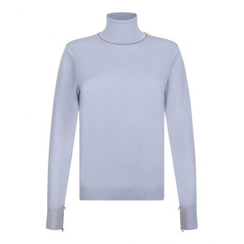 Light Blue Work-In-Progress High-Neck Jumper