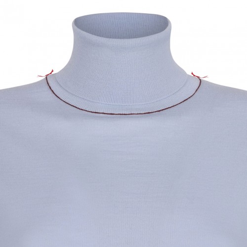 Light Blue Work-In-Progress High-Neck Jumper