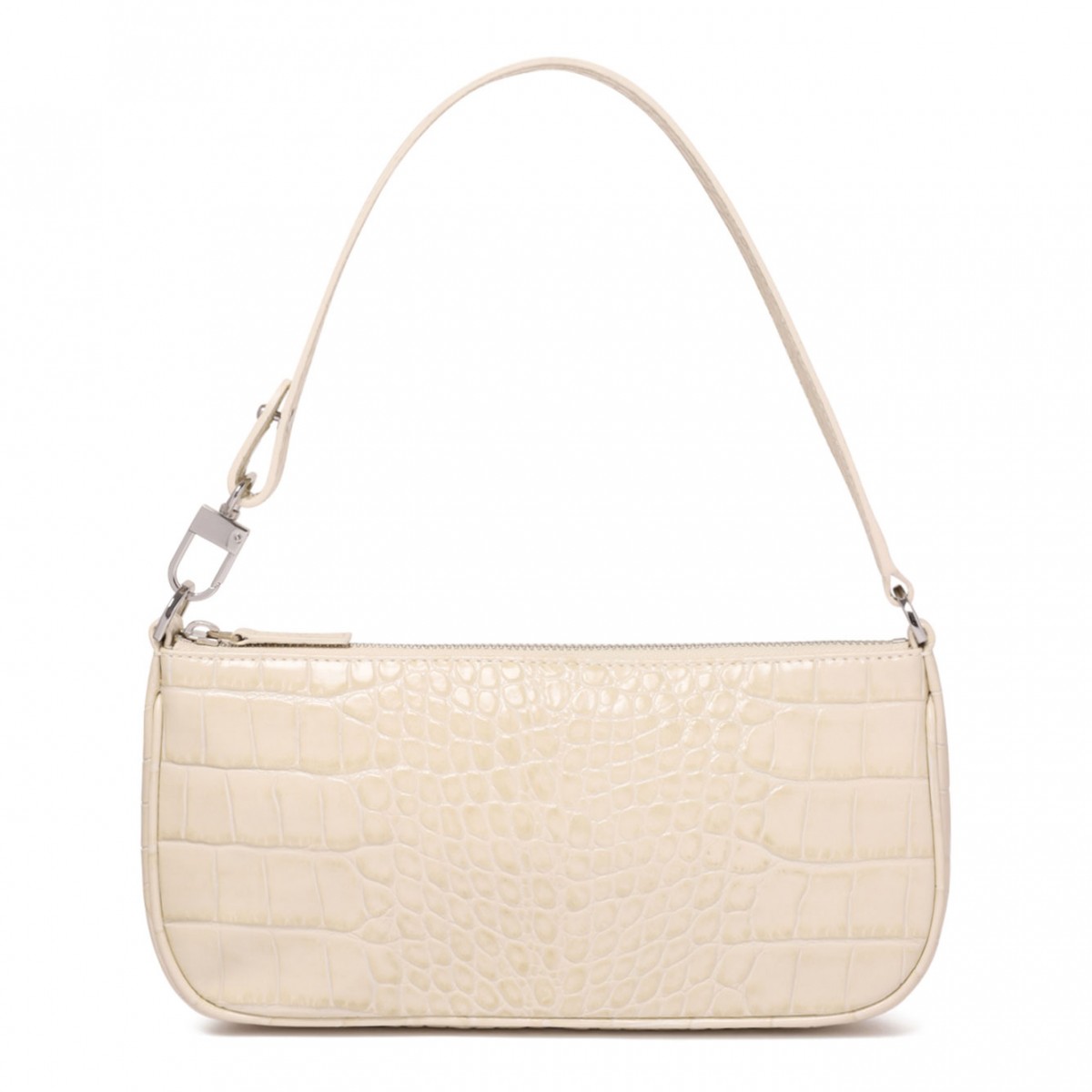 Cream Rachel Crocodille-Effect Shoulder Bag