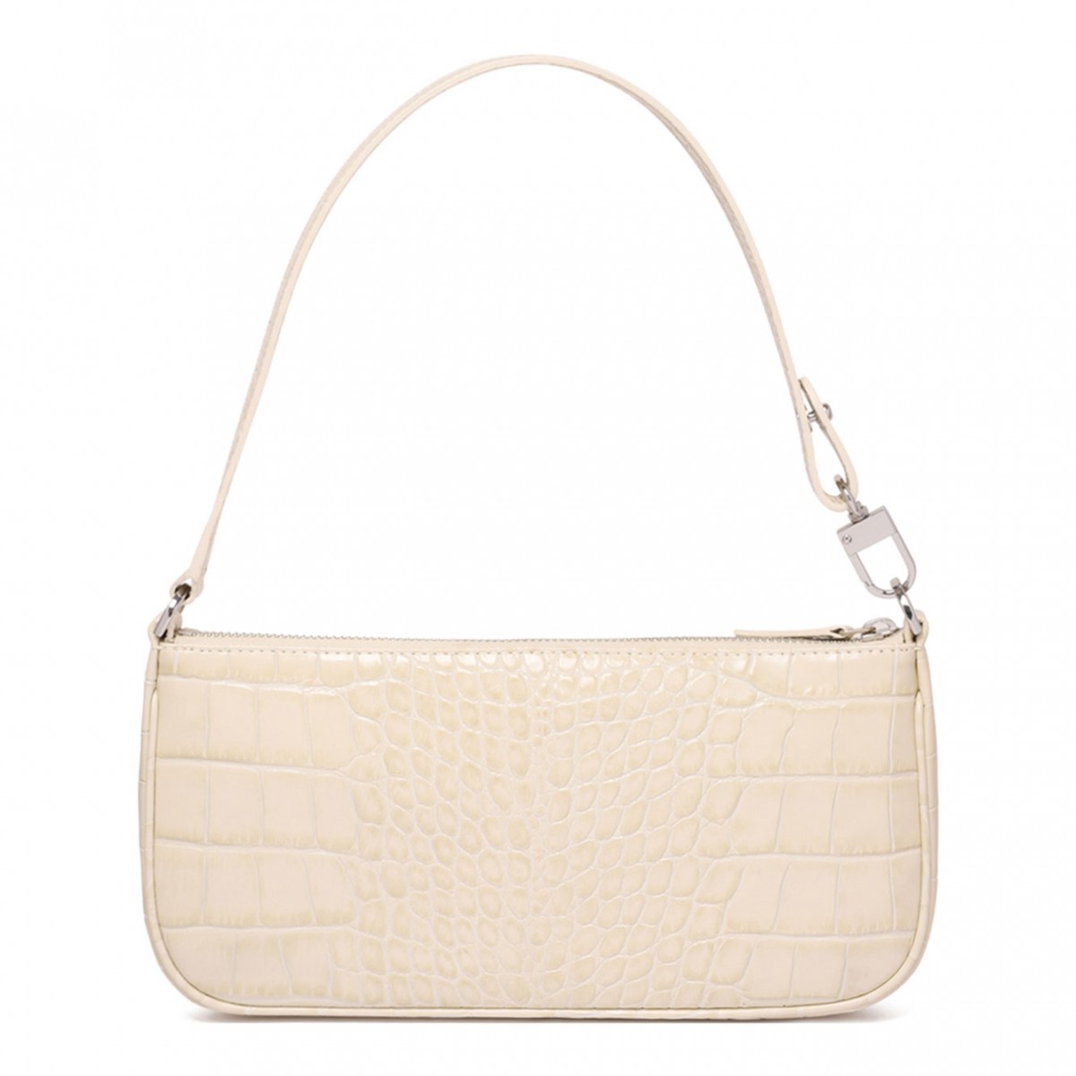 Cream Rachel Crocodille-Effect Shoulder Bag