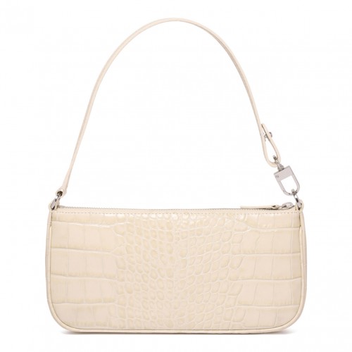 Cream Rachel Crocodille-Effect Shoulder Bag