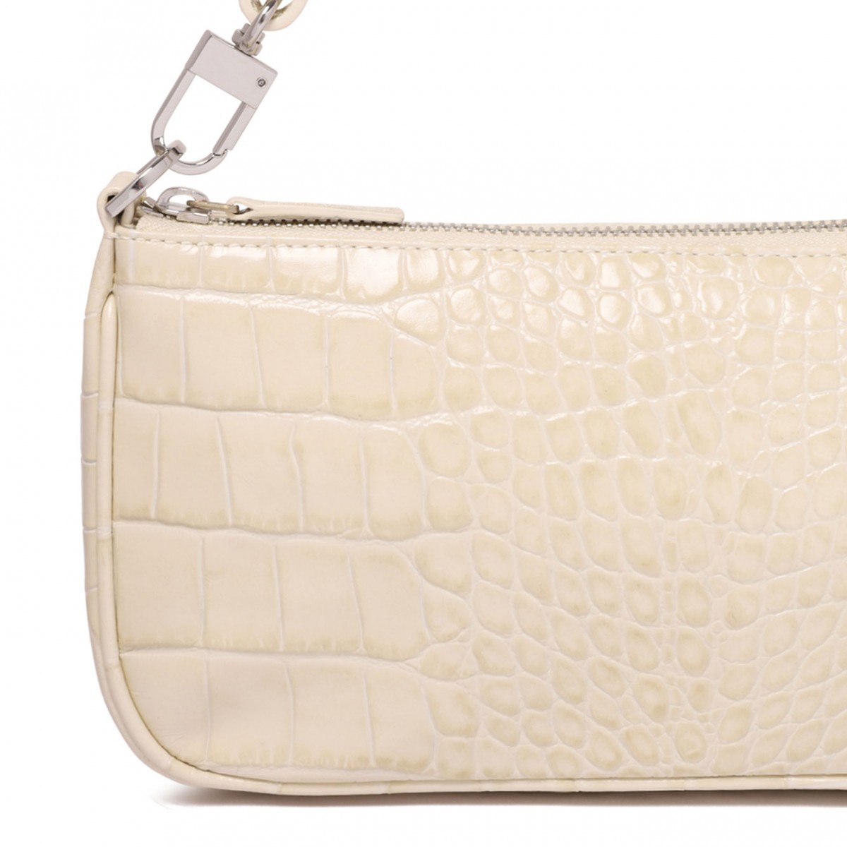 Cream Rachel Crocodille-Effect Shoulder Bag