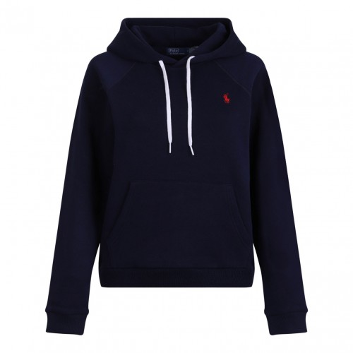 Navy Blue Polo Pony Drawstring Hoodie