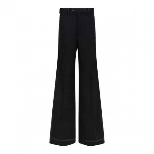 Black Wool Blend Tailored Trousers