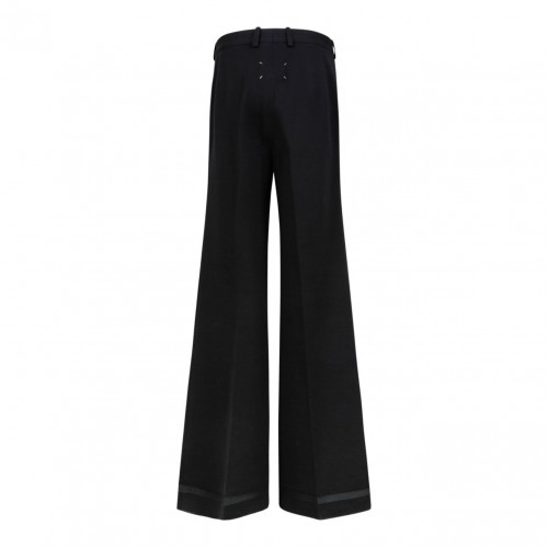 Black Wool Blend Tailored Trousers