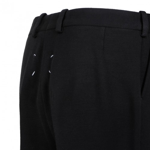 Black Wool Blend Tailored Trousers
