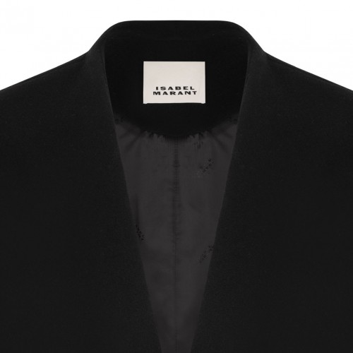 Black Florane Wool Blend Long Coat