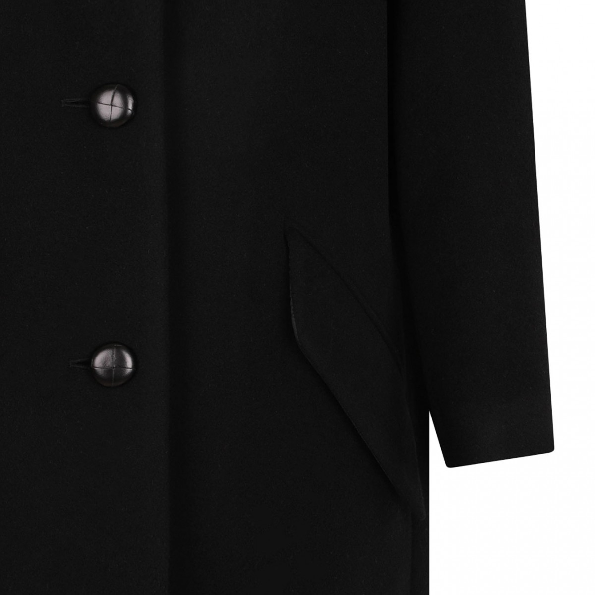 Black Florane Wool Blend Long Coat