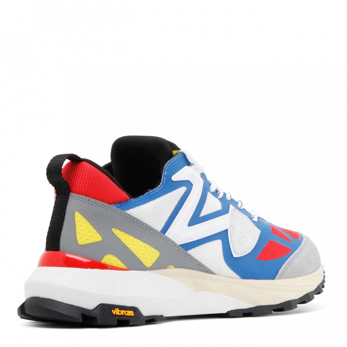 White and Multicolour Panelled Low Top Sneakers