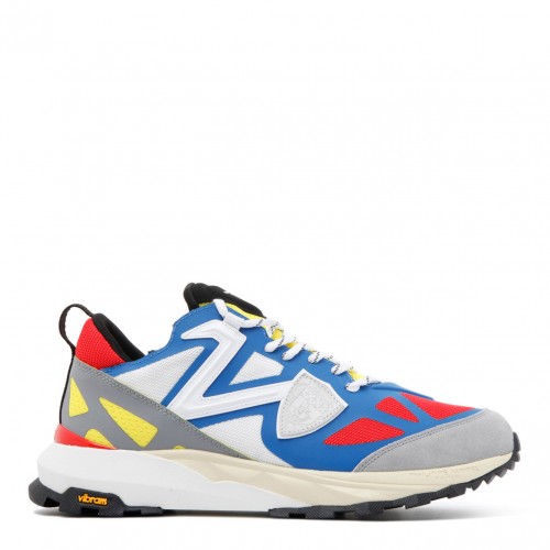 White and Multicolour Panelled Low Top Sneakers