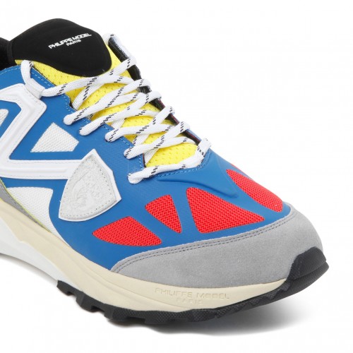 White and Multicolour Panelled Low Top Sneakers