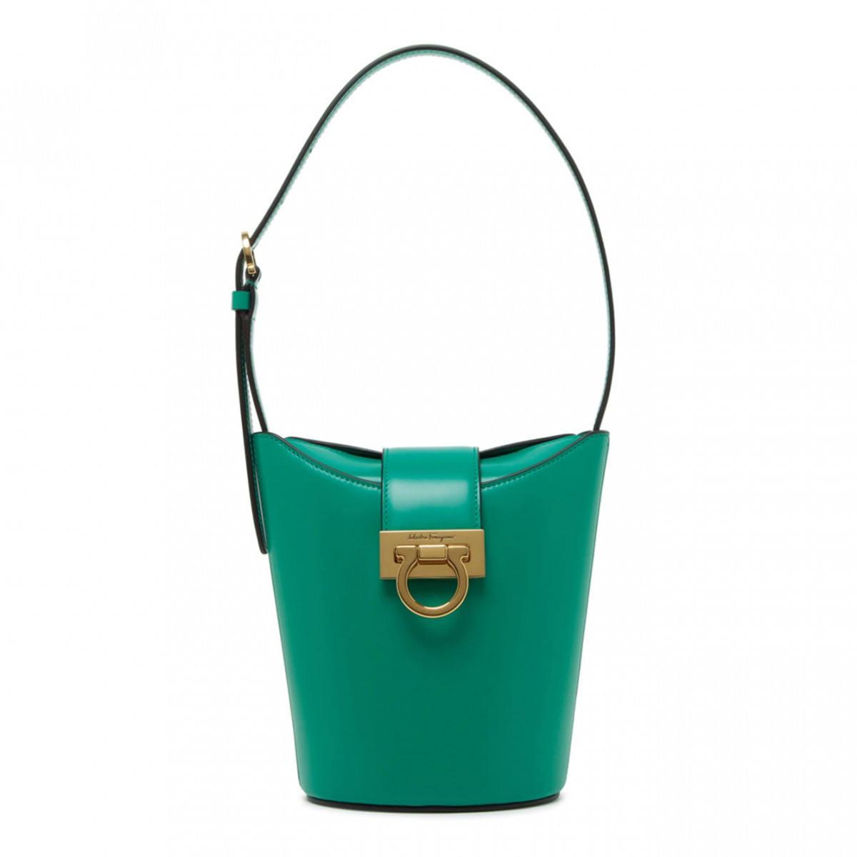 Emerald Green Calf Leather Trifoglio Bucket Bag