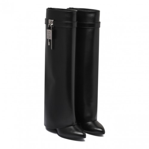 Black Shark Lock Leather Boots 2