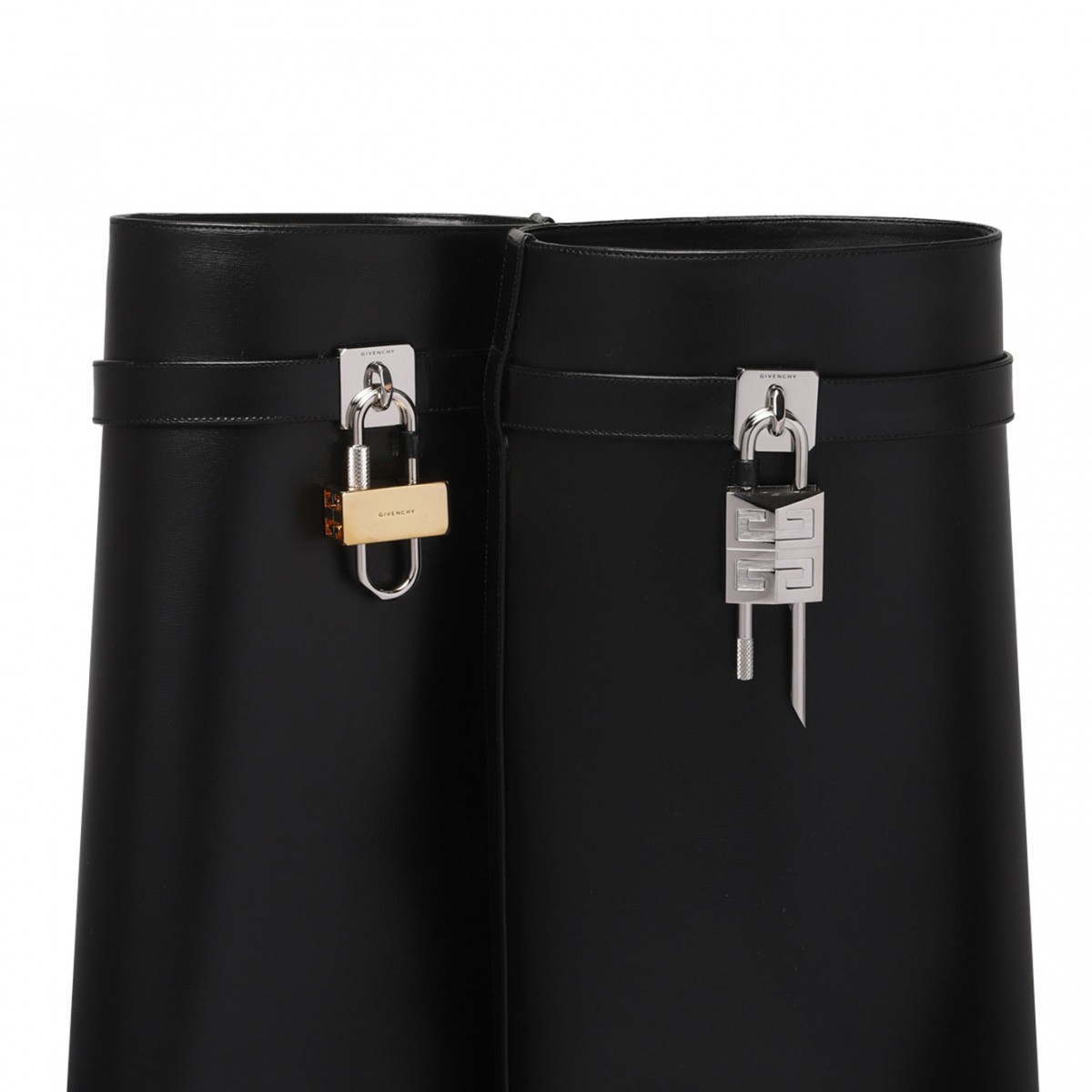 Black Shark Lock Leather Boots