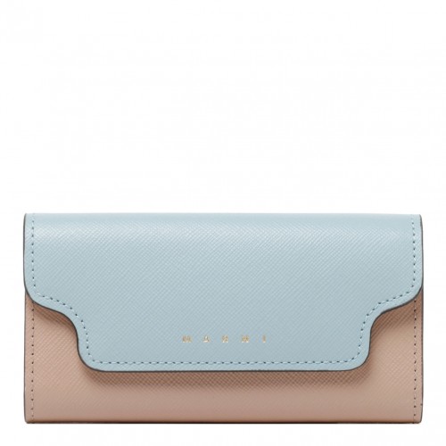 Aquamarine, Natural and Talc Leather Keyholder Wallet