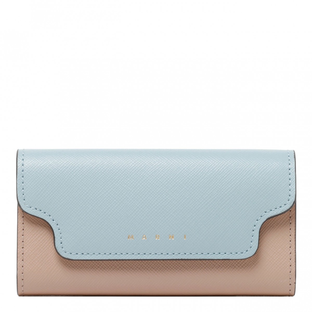 Aquamarine, Natural and Talc Leather Keyholder Wallet