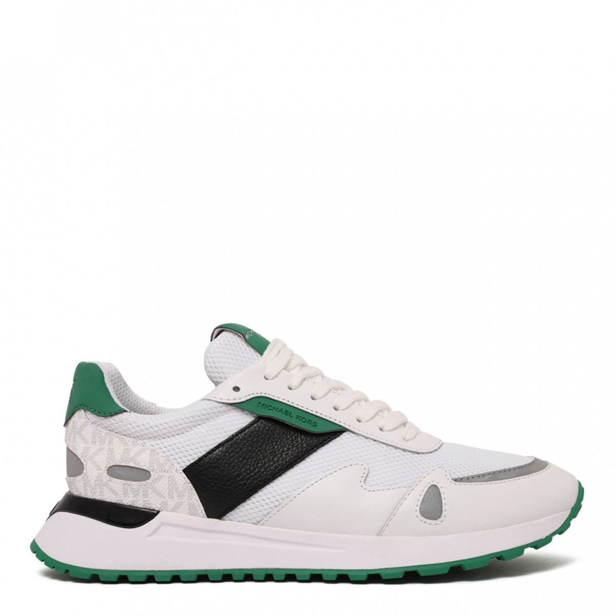 White and Green Miles Colour-Block Sneakers