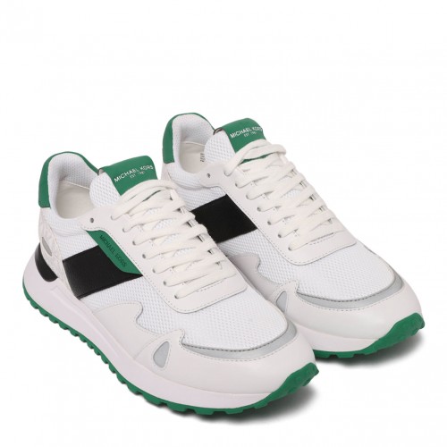White and Green Miles Colour-Block Sneakers 2