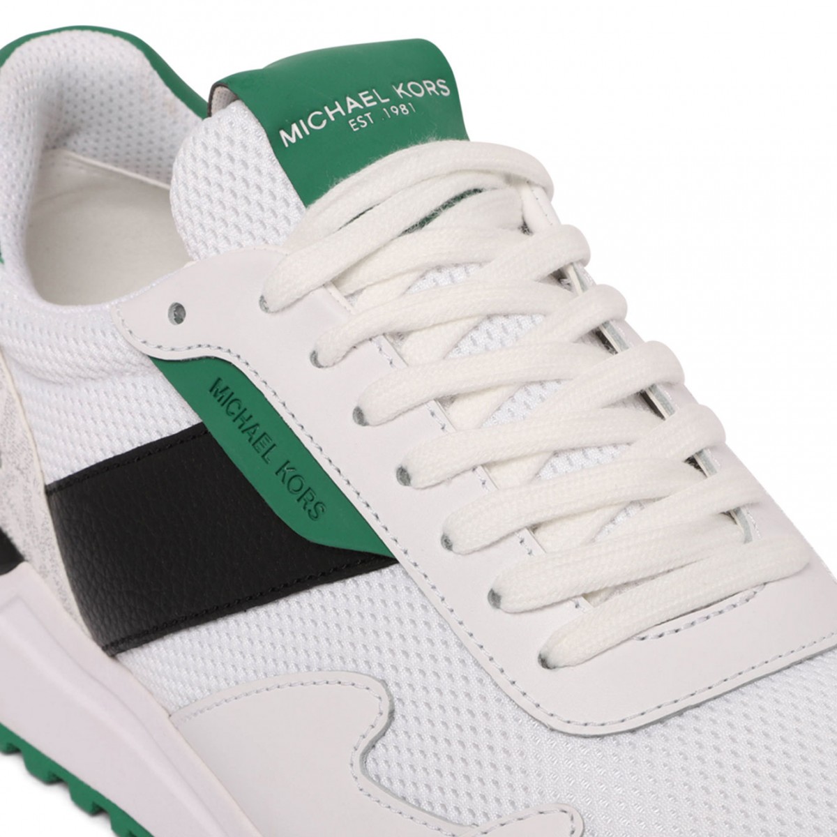 White and Green Miles Colour-Block Sneakers