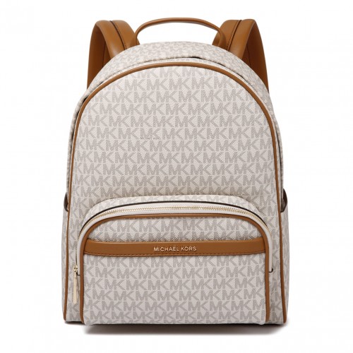 Beige and Brown Medium Jacquard Backpack