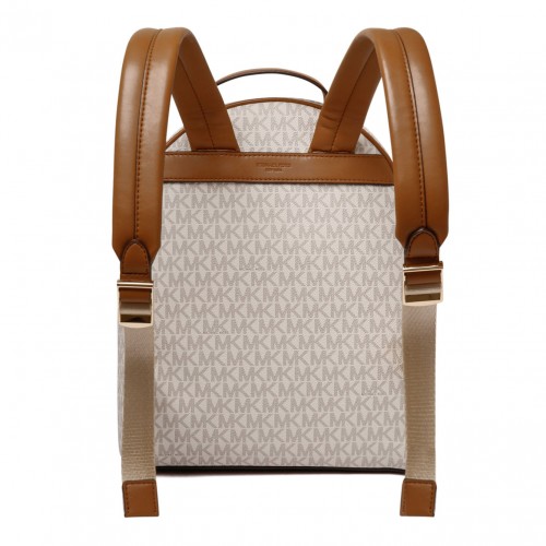 Beige and Brown Medium Jacquard Backpack